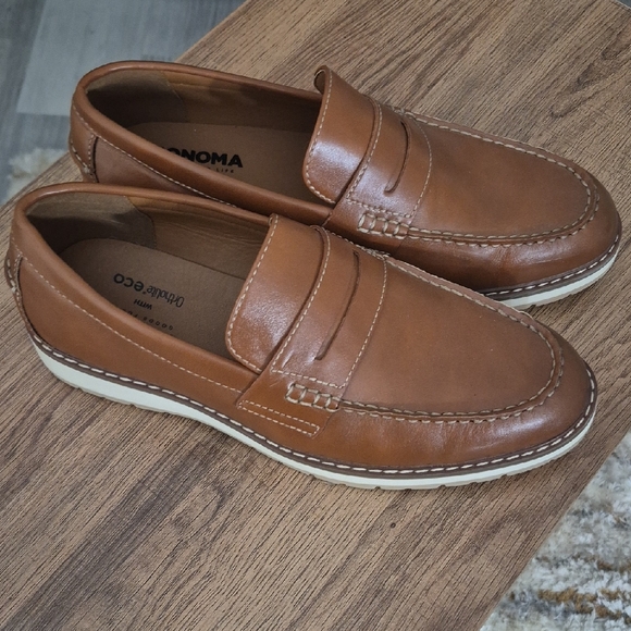 Sonoma Men's Tan Leather Slip-On Loafers Mens - Picture 1 of 6
